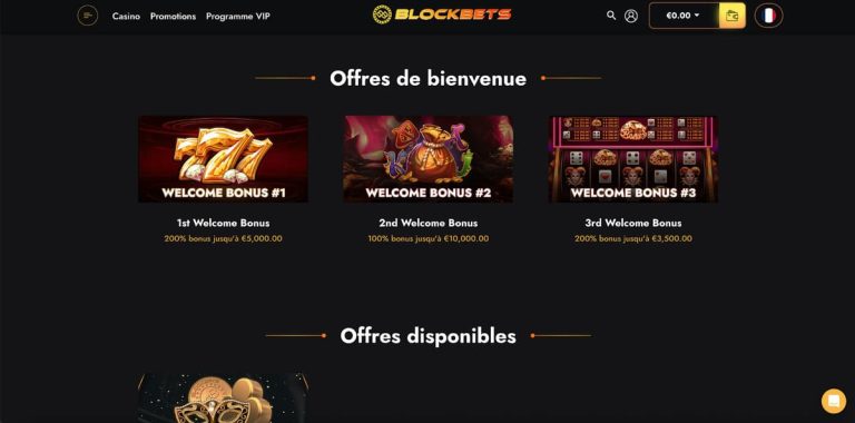 Blockbets Casino bonus bienvenue